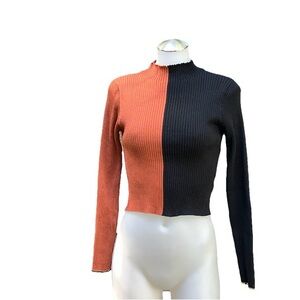 Say What? Orange and Black Ribbed Top